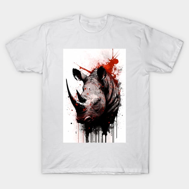 Rhino Ink Painting T-Shirt by TortillaChief